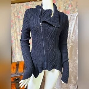 Chic Black Cable Knit Sweater, BCBOmax